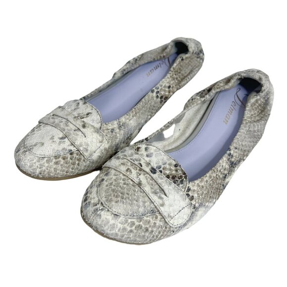 Delman Snakeskin Snake Print Ballet Flats Leather Loafers Women's Size 8.5 - Picture 2 of 7
